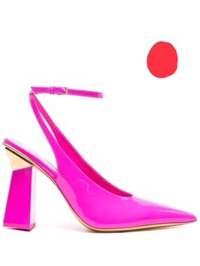 Valentino Hot Pink Patent Slingback Pump with Ankle Strap
